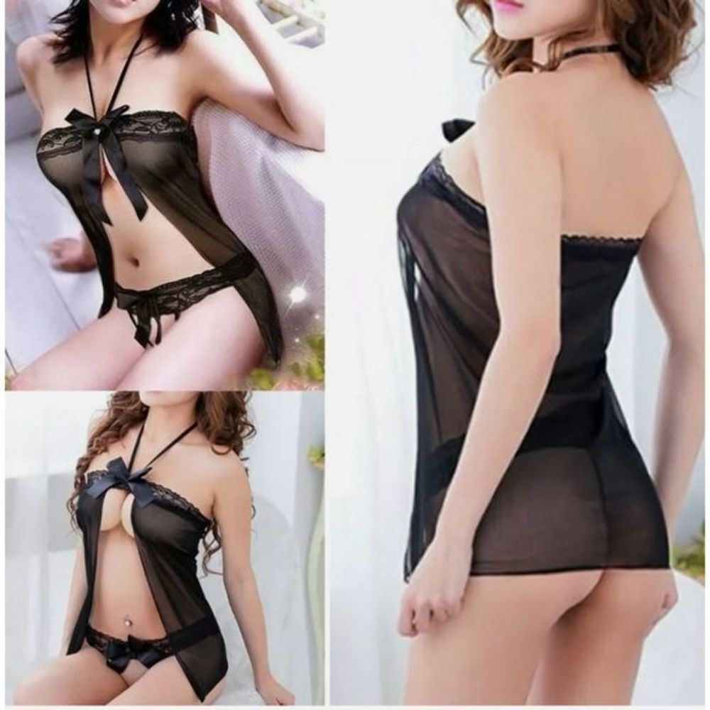 Sexy Lingerie Halter Open Front Sleepwear G-String
